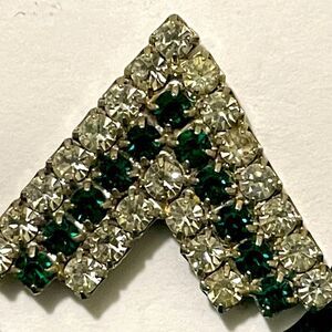 Vintage art deco faux emerald and diamond chevron v post earrings